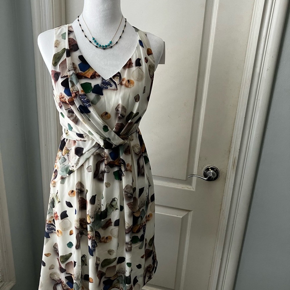 Elegant Costal vibe Multicolor Sleeveless very elegant waistband. Vintage dress - Picture 3 of 14